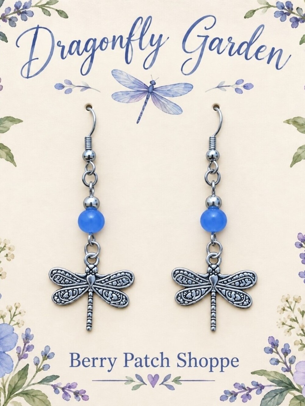 Dainty Whimsical Dragonfly Glass Bead Earrings